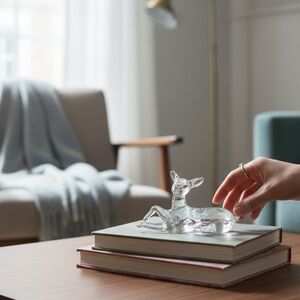 Vintage Pilgrim Art Glass Deer Laying Down Collectible Paperweight Figurine